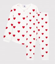 Piżama w serca dla dziewczynki z moltonu z bawełny ekologicznej