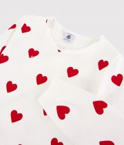 Piżama w serca dla dziewczynki z moltonu z bawełny ekologicznej