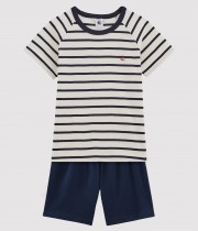 Krótka piżama marynarska dla chłopca z bawełny ekologicznej